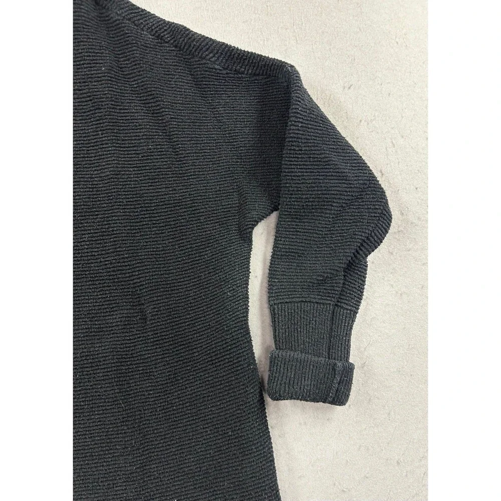 Free People Ottoman Slouchy Ribbed Tunic Sweater Mock Neck Black
